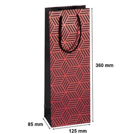 Torebka czarno-bordowa na butelkę wina 125x85x360 K-421 SCB