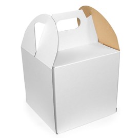 Karton Pudełko na Tort Ciasto 28x28x25 cm Biały  z rączką