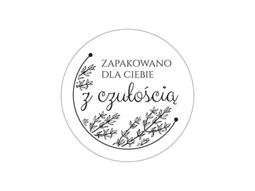 Naklejki Białe "Zapakowano dla Ciebie z czułością"