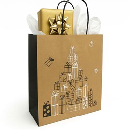 Torba świąteczna z papieru KRAFT 180x80x220mm PREZENTY