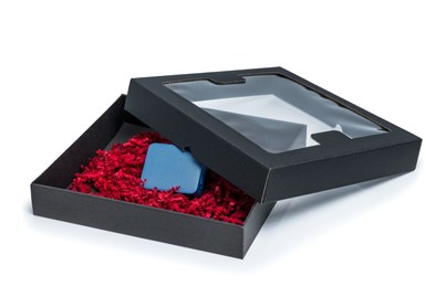 Pudełka karbowane czarne 290x300x50mm z oknem 10 sztuk