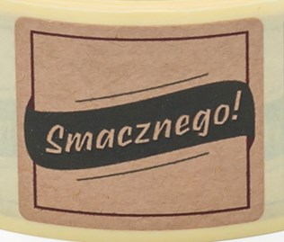 Naklejki na papierze Kraft 35x40mm Smacznego #4, 200 sztuk