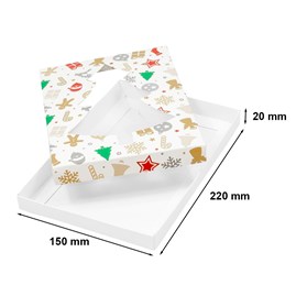 Pudełko ozdobne choinka/prezenty 220x150x20mm