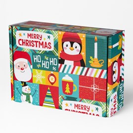 Pudełko świąteczne z nadrukiem 310x220x98mm Pingwin F427