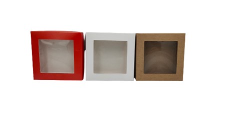 Pudełko ozdobne płaskie kraft 105x105x20mm z oknem