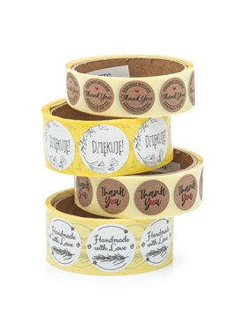 Naklejki okrągłe Białe Handmade with Love - wzór 8