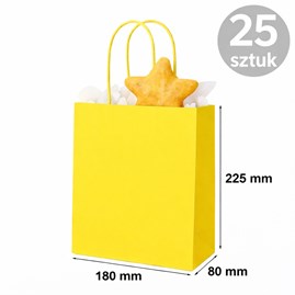 Torba papierowa żółta 180×80×225 mm kraft 25 sztuk