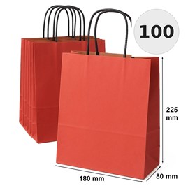 torebka papierowa czerwona prążek 180x80x225 mm 100 sztuk