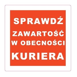 Naklejka ostrzegawcza "Sprawdź przy kurierze"