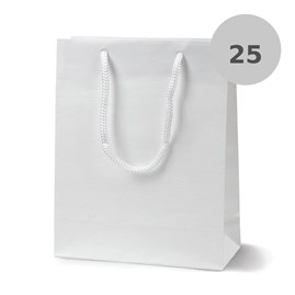 Biała torba papierowa Prestige laminowana 170×70×210 mm A5 25 sztuk