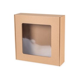 Pudełko fasonowe z okienkiem EKO brąz 300x300x50mm Ozdobne