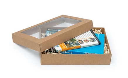 Pudełko ozdobne płaskie kraft 260x180x50mm z oknem