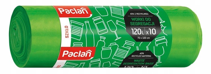 Worki do segregacji szkła 120l 10 szt zielony PACLAN