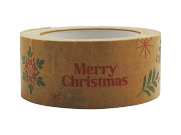 Taśma Świąteczna Papierowa Merry Christmas +Śnieżka 48mm/50m