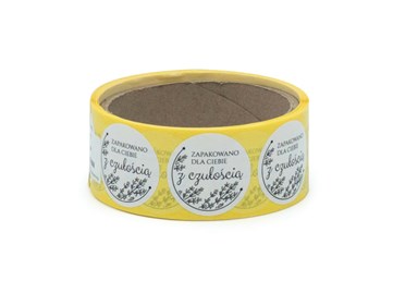 Naklejki Białe "Zapakowano dla Ciebie z czułością"