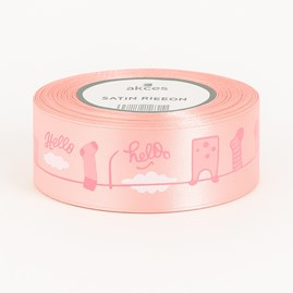 Wstążka różowa satynowa z nadrukiem okazjonalnym 25 mm