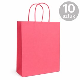 Torba papierowa różowa 180×80×225 mm z uchwytem 10 sztuk