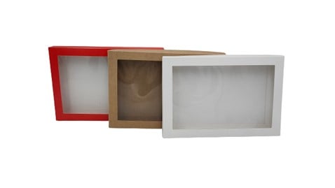 Pudełko ozdobne czerwone 260x180x50mm z oknem