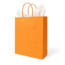 Pomarańczowa torebka papierowa 230x120x300 mm z uchwytem skręcanym – stylowa i praktyczna