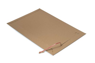 Brązowa koperta kartonowa B3 370x540mm z paskiem i zrywką