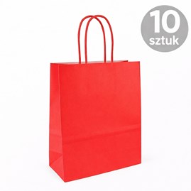 Torba papierowa czerwona 180×80×225 mm kraft 10 sztuk