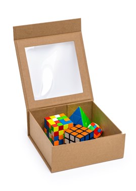 Pudełko Magnetyczne Kraft z Okienkiem 200x200x80mm (zew.) Na Prezent
