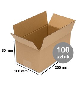 karton klapowy, pudełko tekturowe, karton 200x100x80, karton B320, pakiet 100 sztuk