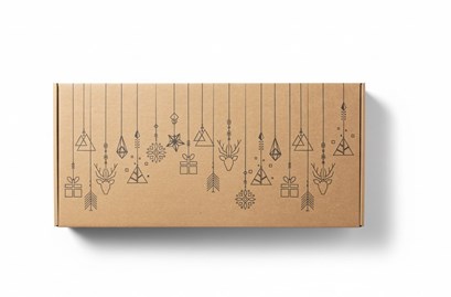 karton świąteczny geometria, pudełko kraftowe święta, karton fasonowy z nadrukiem, opakowanie świąteczne, pudełko ozdobne