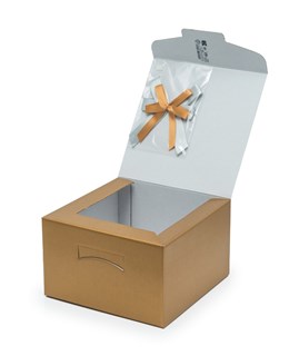 Pudełko składane świąteczne złote 250x250x150mm XL K-8082 ZT