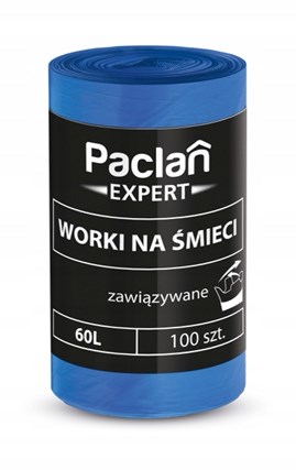 Paclan Expert – worki na śmieci zawiązywane 60L, 100 sztuk