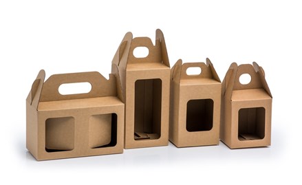 Karton wykrojnikowy z oknem i uchwytem 140x68x258mm na 2 piwa F217