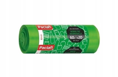 Paclan worek do segregacji szkła 60l 20 szt zielony