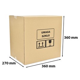 Karton klapowy 360x270x360mm z nadrukiem UWAGA SZKŁO