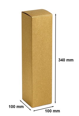 Pudełko ozdobne na wino 100x100x340mm Złote K-891