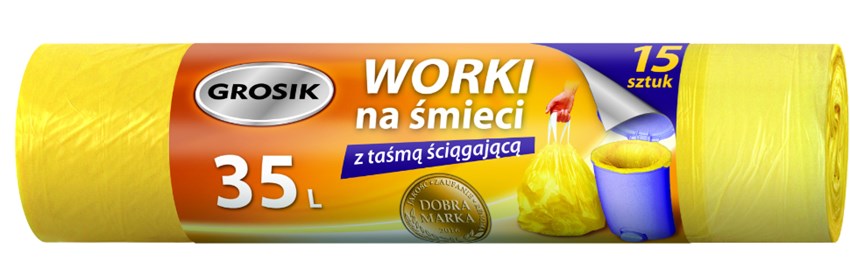 GR Worki na śmieci HD czarne z taśmą 35l 15 sztuk