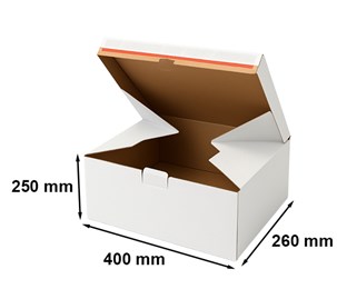 Bezpieczny karton wykrojnikowy SafeBox z paskiem klejącym – 400x260x250mm