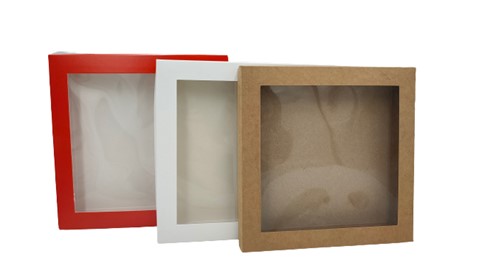 Pudełko ozdobne brązowe kraft 210x210x20mm z oknem