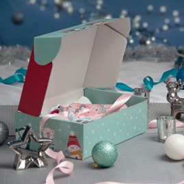 Pudełko świąteczne 310x220x98mm zima zwierz. F427