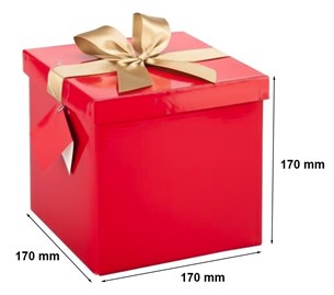 Czerwone pudełko składane ze złotą kokardą
