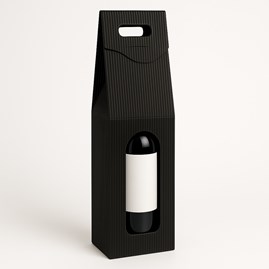 Pudełka karbowane czarne na butelkę wina 85x85x330mm 10szt