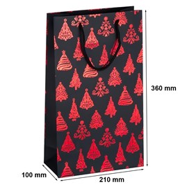Torebka na 2 butelki świąteczna 210x100x360mm K-422 CHB2