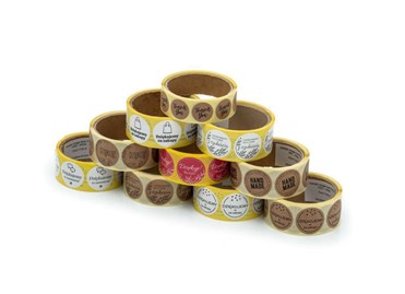 Naklejki okrągłe Kraft Handmade with Love - wzór 2