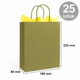 Torba papierowa kraft khaki 180×80×225 mm 25 sztuk