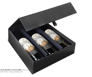 Pudełko czarne na 3 wina 340x290x95mm (zewn.) na magnes