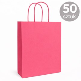 Torba papierowa różowa 180×80×225 mm z uchwytem 50 sztuk