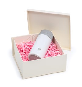 Pudełko składane z wiekiem 200x200x90 Kość Słoniowa