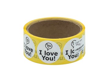 Naklejki okrągłe Białe Fi35mm ILove You 3 - 200szt