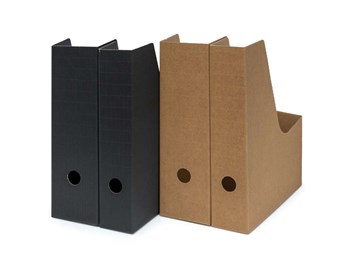 Karbowany pojemnik na dokumenty A4 szer. 6cm brąz