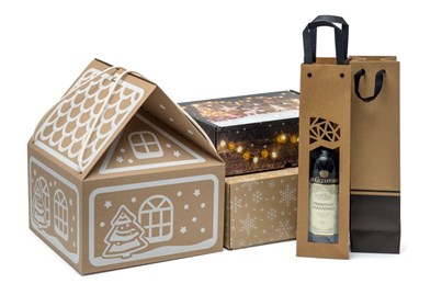 Torba na wino KRAFT 95x91x385mm, brązowo-czarna Z OKNEM