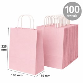 torebka papierowa pastelowa różowa 180x80x225 mm 100 sztuk